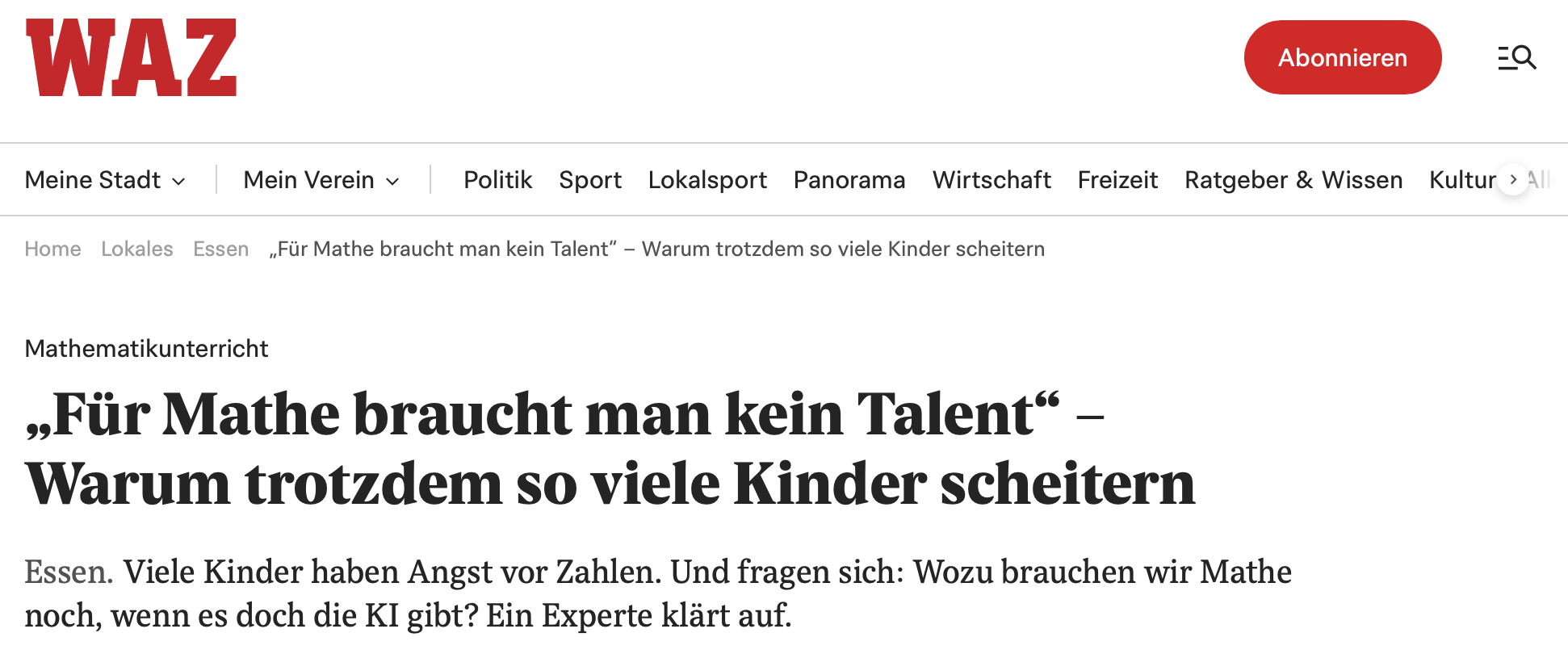 WAZ-Interview mit Lukas Baumanns: Für Mathe braucht man kein Talent, Februar 2026